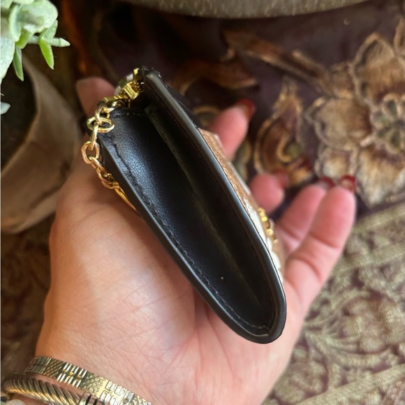 Authentic COACH grossgrain leather zip top card case with keychain - Picture 2 of 6